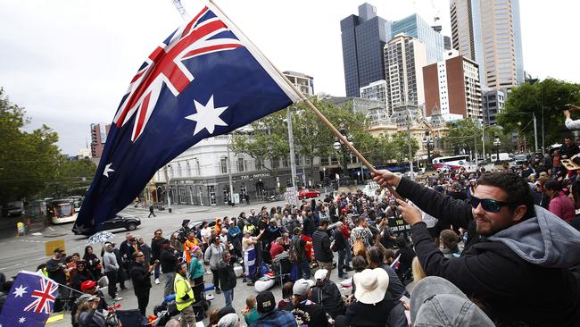 Protesters on the steps of parliament earlier this week. Picture: Getty Images