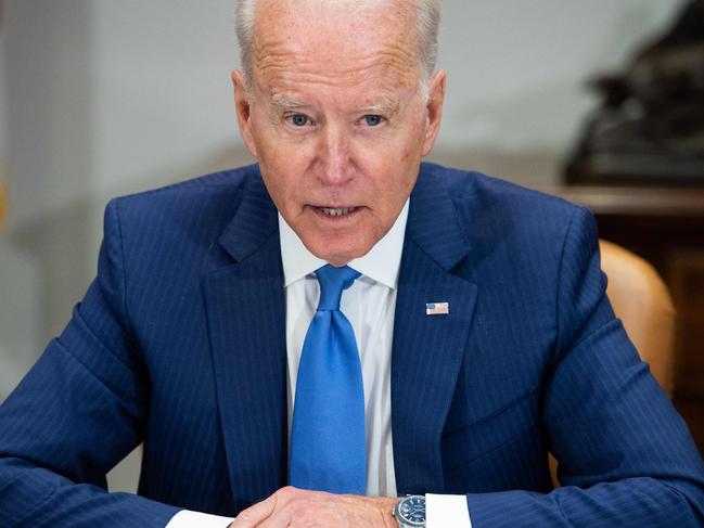 US President Joe Biden speaks during a meeting about reducing gun violence with local leaders from around the country in the Roosevelt Room of the White House in Washington, DC, July 12, 2021. (Photo by SAUL LOEB / AFP)