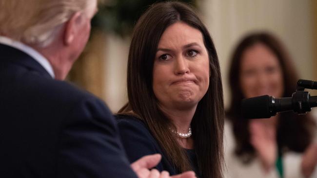 Former White House Press Secretary Sarah Huckabee Sanders says President Trump told her to “take one for the team” with North Korean leader Kim Jong-un. Picture: Saul Loeb/AFP