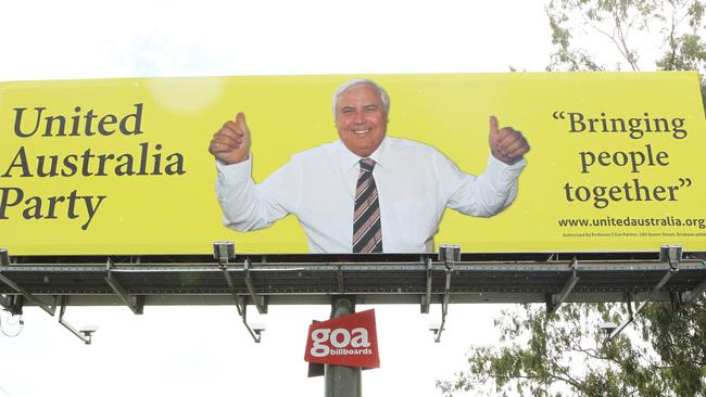 A 2013 billboard for Clive Palmer’s United Australia Party, which is being resurrected.