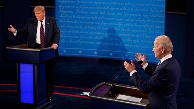 US President Donald Trump and Democratic rival Joe Biden at the first debate in late September, which was widely labelled as a shambolic event. Picture: AFP