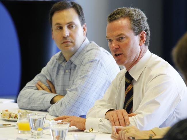 Round table discussion  at the Princeton Room, Bond Univeristy, in the wake of the release of the Gonski Report  - (l-r) Moncrieff MP Steven Ciobo, Shadow Federal Educatin Minister Christopher Pyne