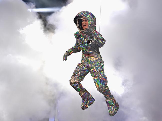 Katy Perry was suspended from the roof at the VMas during her poorly-received entrance.