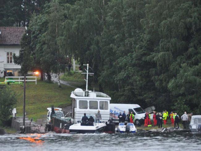 Police and emergency services arrive at Utoya Island in Norway where Breivik gunned down 69 people, most of them teenagers attending a Labour Youth summer camp.