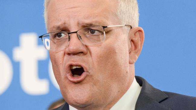 ADELAIDE, AUSTRALIA - NewsWire Photos FEBRUARY 25, 2022: The Prime Minister Scott Morrison holds a press conference at the Australian Space Agency. Picture: NCA NewsWire / Brenton Edwards