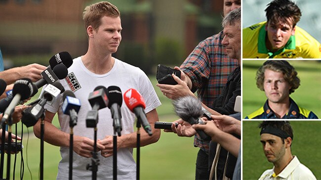 Steve Smith, left, and the new faces of Australian cricket. 