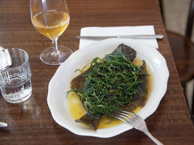 Flounder with brown butter and agretti. Picture: Nicki Connolly