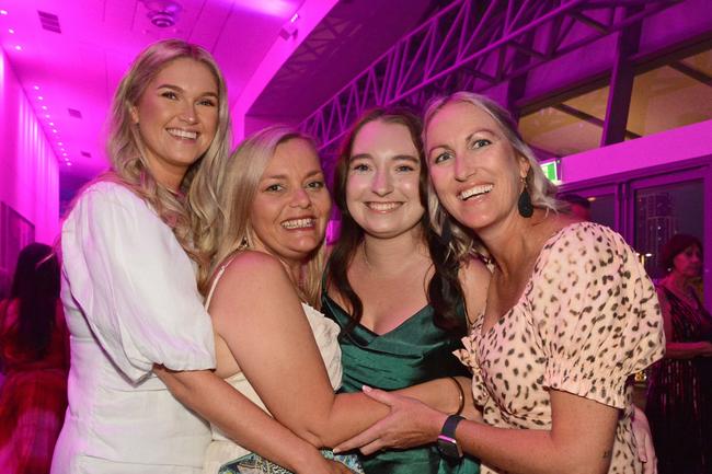 Jessica Evans, Kylie Swain, Jade Miller and Tara Swain at ‘Deck the Halls’ Christmas celebrations at GCCEC, Broadbeach. Pic: Regina King