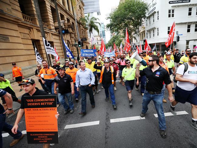 Michael Ravbar marches in the CFMEU rally in 2015.