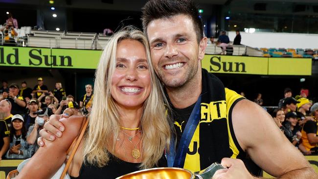 Brooke with husband Trent Cotchin after the 2020 AFL Grand Final.