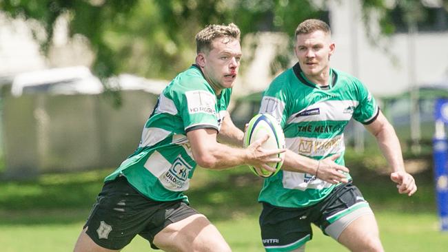 Pom Squad members Max Greatwood and Mark Robertson. Picture: Glenn Campbell