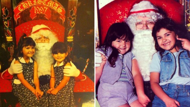 I love looking back at these Santa photos with my sister and I want to do the same with my kids. Source: Supplied