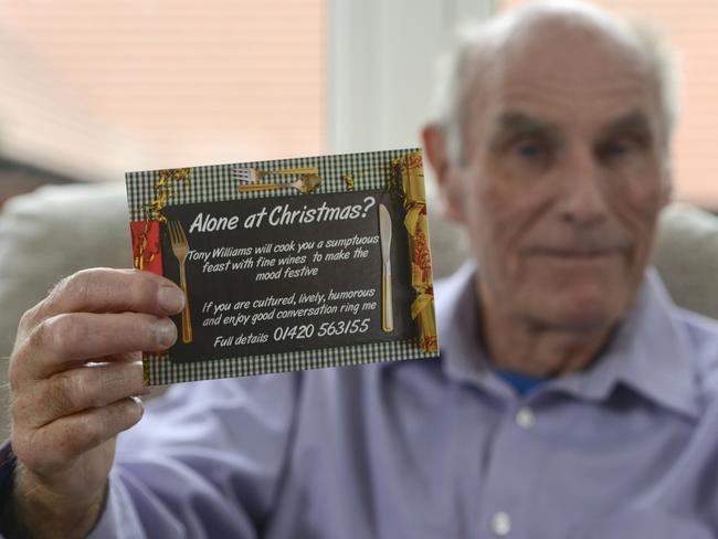 He has placed cards around the area he lives hoping to find someone to share a Christmas meal with. Picture: Solent/Australscope