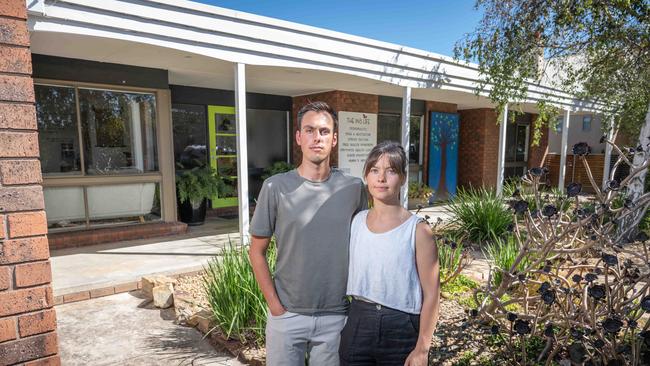 Dr Zachary Trajkovski and Dr Lydia Davis in front of their chiropractor practice on 53 Hope Street, which is set to make way for a controversial proposed apartment building. Picture: Brad Fleet.