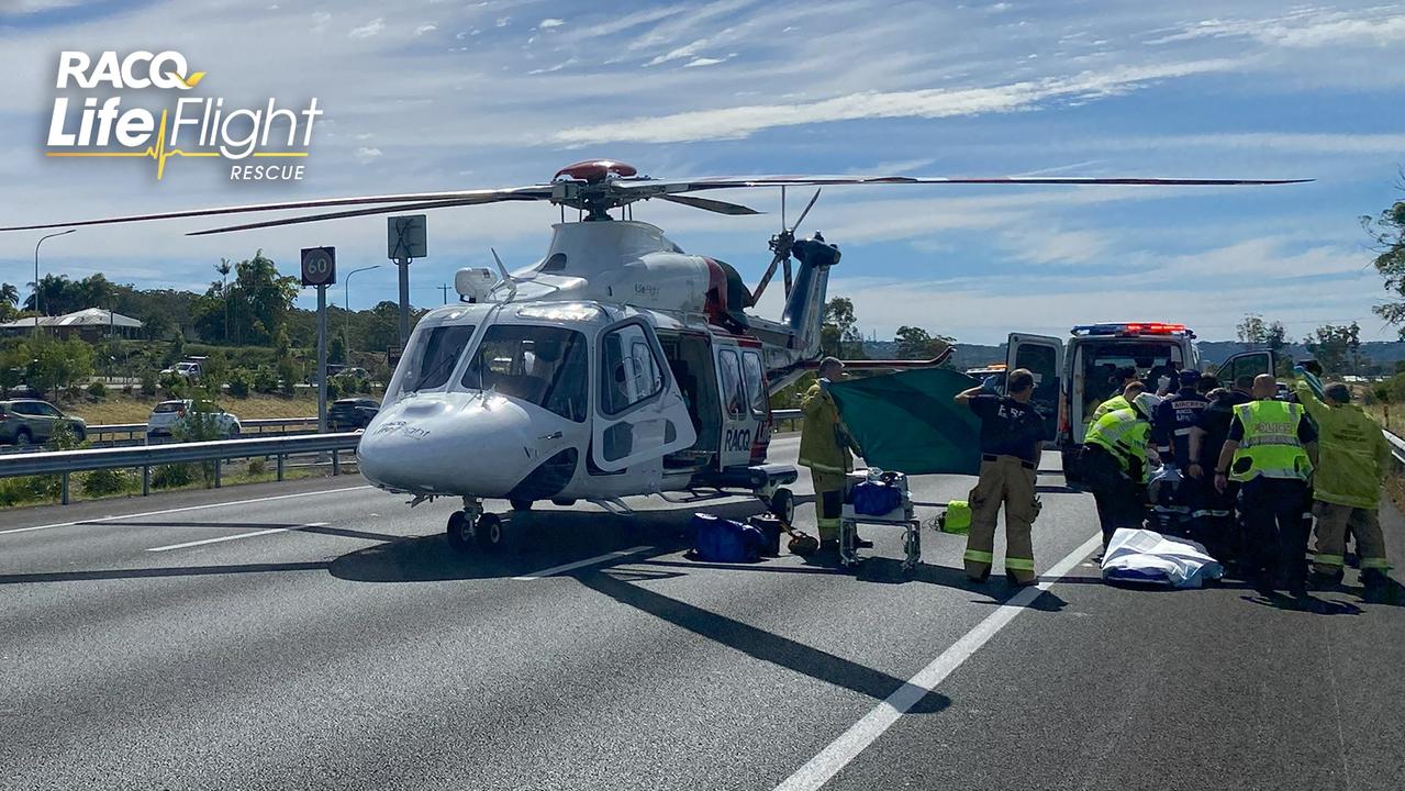 RACQ LifeFlight Rescue assists seriously injured motorbike rider on the Sunshine Coast. Picture: RACQ LifeFlight