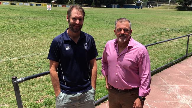 Brothers Rugby Club CEO Matt Kaye and president David Hine at Crosby Park.