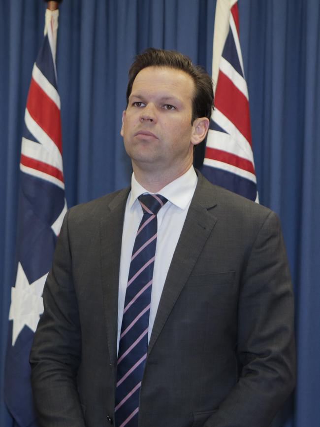 Queensland Senator Matt Canavan faces down the media this afternoon. Picture: AAP