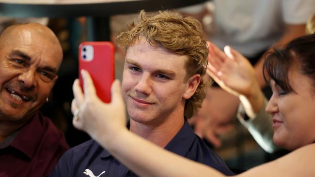 Jason Horne-Francis found out he was the No. 1 draft pick over the phone. (Photo by James Elsby/AFL Photos via Getty Images)