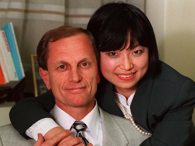 Ngo’s victim MP John Newman, pictured with fiancee Lucy Wang, was shot to death in his driveway in 1994.