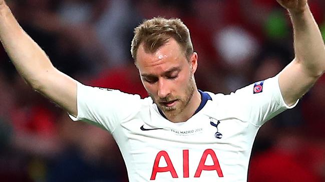 MADRID, SPAIN - JUNE 01:  Christian Eriksen of Tottenham Hotspur in defeat after the UEFA Champions League Final between Tottenham Hotspur and Liverpool at Estadio Wanda Metropolitano on June 01, 2019 in Madrid, Spain. (Photo by Clive Rose/Getty Images)