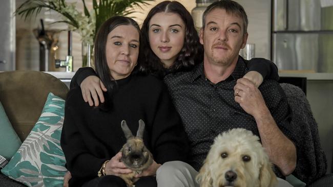 The Green family – Mark, Kelly and their teenage daughter Rebecca – who came to Adelaide from Scotland a decade ago searching for a better life. Picture: Roy VanDerVegt