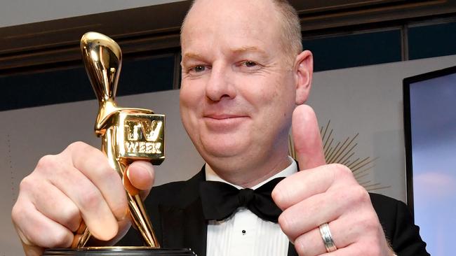 Tom Gleeson poses for a photograph after winning the Gold Logie for most popular personality on Australian TV during the 2019 Logie Awards at The Star Casino on the Gold Coast, Sunday, June 30, 2019. (AAP Image/Darren England) NO ARCHIVING, EDITORIAL USE ONLY