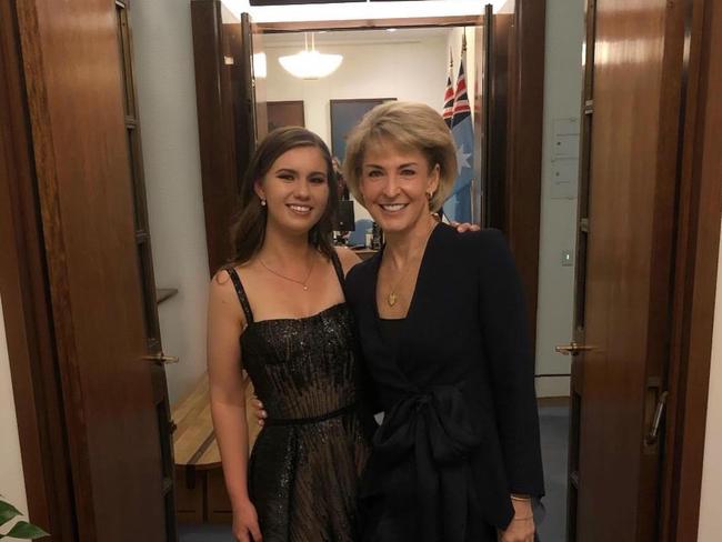 Employment Minister Michaelia Cash, with Brittany Higgins, knew about the alleged assault on February 5 but did not report it to Scott Morrison or his staff. Picture: Supplied