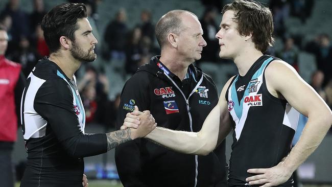 Chad Wingard and Jared Polec are out of Port Adelaide. Picture: Sarah Reed