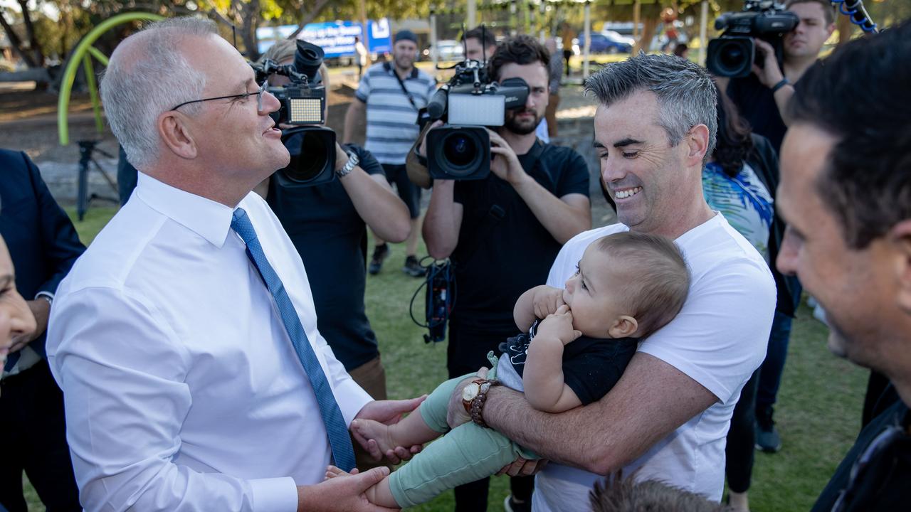 In search of Australia’s elusive rose, (the office of Prime Minister) Scott Morrison even massaged a baby’s feet. Picture: Jason Edwards