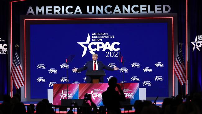 Donald Trump addresses the Conservative Political Action Conference. Picture: Getty Images.