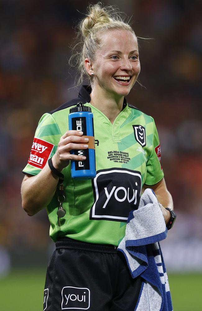 Belinda having a drink and wiping the sweat away. Picture: Sam Ruttyn