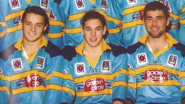 Cooper Cronk, Billy Slater and Cameron Smith together in their team photo.