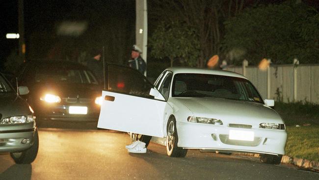 Mark Moran lies dead in his ute outside his Aberfeldie home.