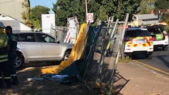 The car mounted the kerb and hit a fence off North Tce, Kent Town. Picture: Dixie Sulda