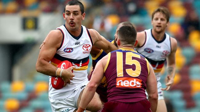 Adelaide Oval’s capacity will be reduced to 25,000 for Saturday’s Crows-Lions clash. Picture: Jono Searle/AFL Photos/