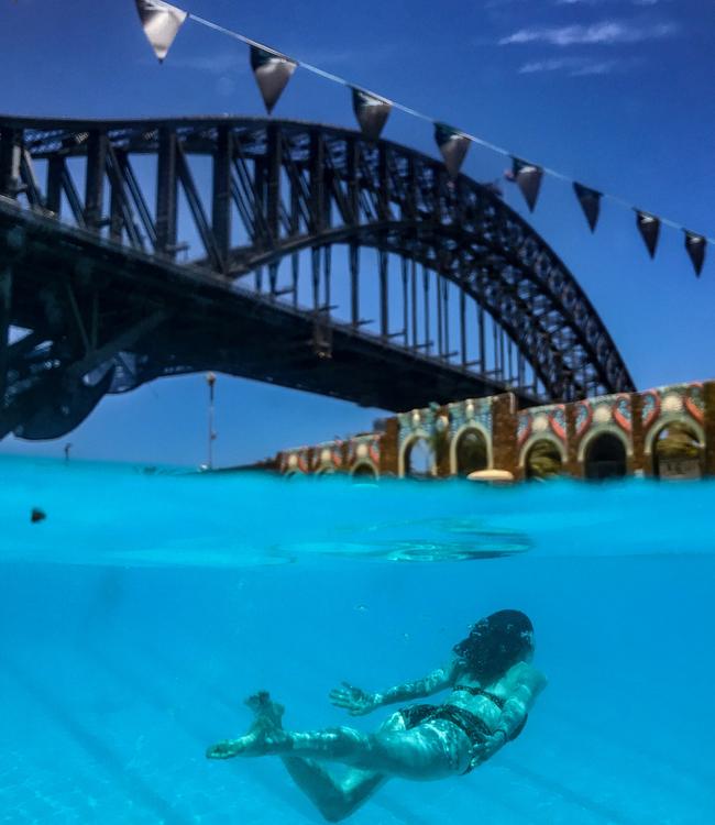 Alyce Bennett cools off in North Sydney Olympic Pool. Picture: Nicholas Eagar