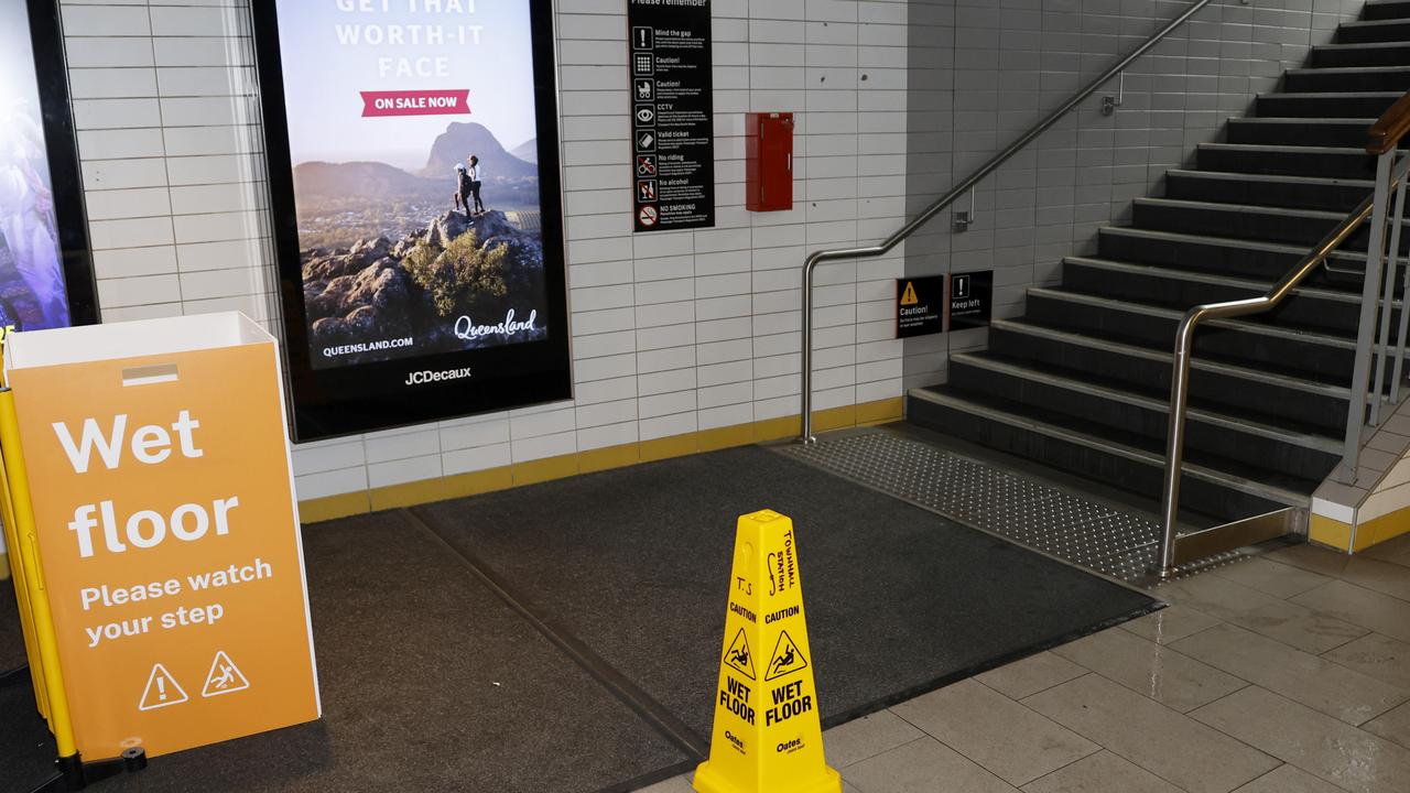 Town Hall Station became hazardous following the downpour. Picture: NewsWire / Damian Shaw