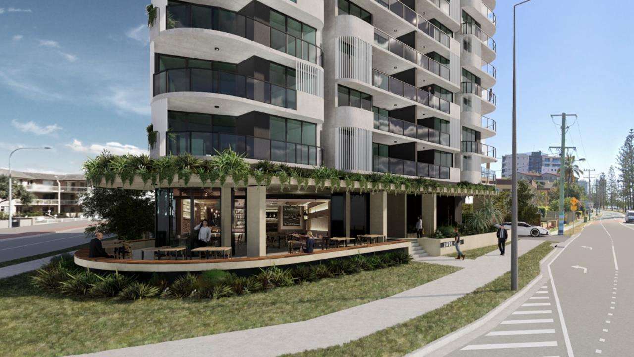 Artist impression of the Sun 402 tower planned for a site at Marine Parade, Biggera Waters