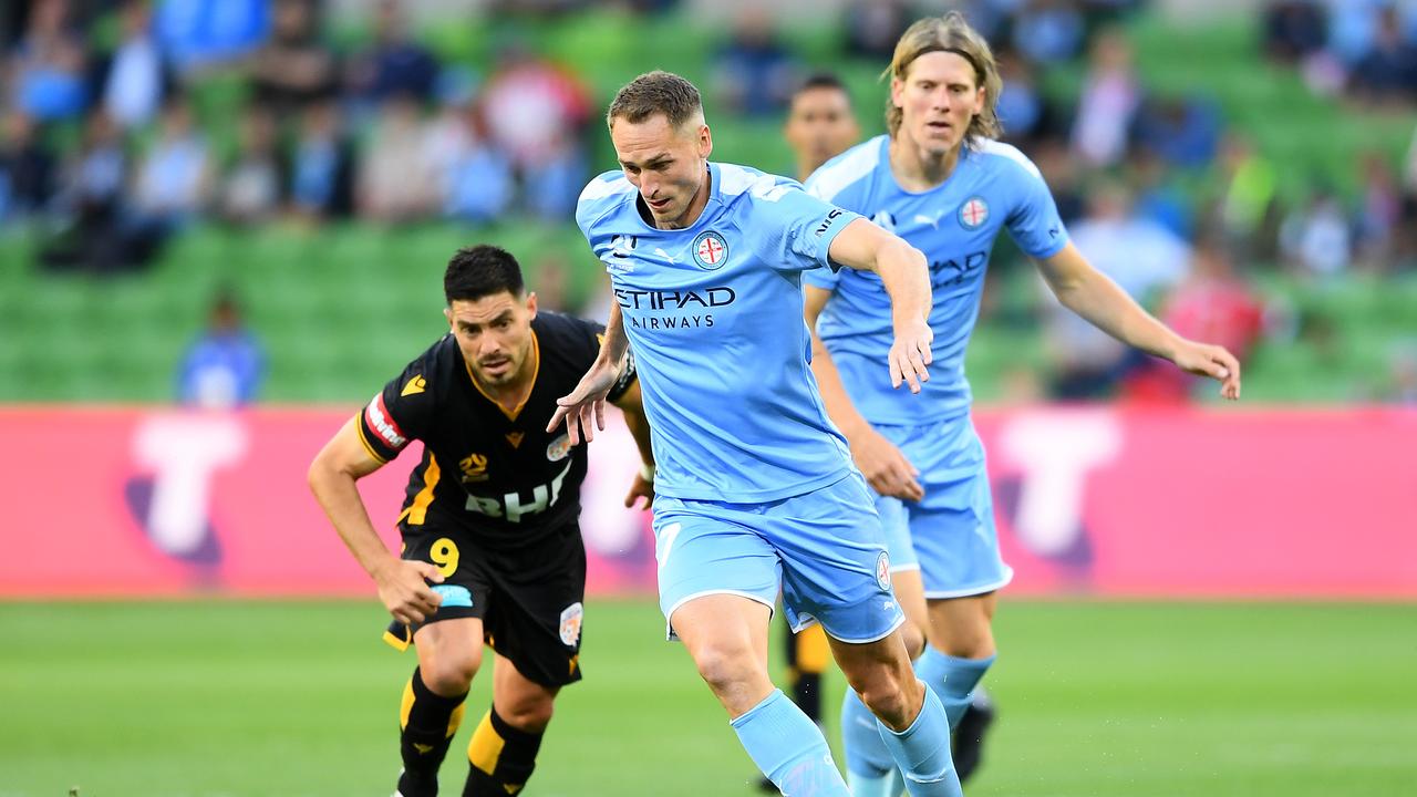 MELBOURNE, AUSTRALIA - DECEMBER 06: Rostyn Griffiths of Melbourne City controls the ball during the round nine A-League match between Melbourne City and the Perth Glory at AAMI Park on December 06, 2019 in Melbourne, Australia. (Photo by Quinn Rooney/Getty Images)