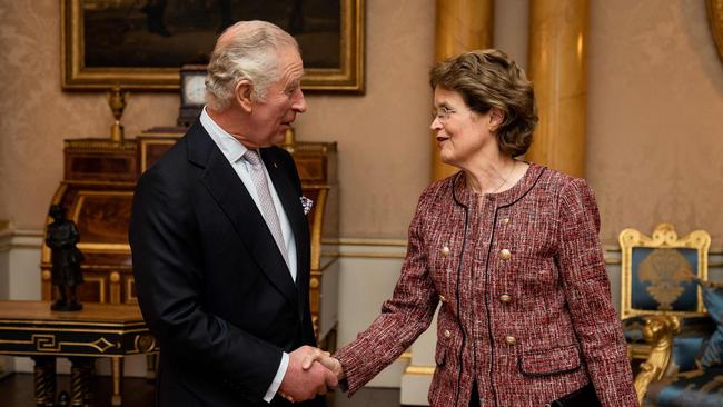 Britain's King Charles III shakes hands with the Governor of South Australia, Frances Adamson, during an audience at Buckingham Palace, in London on November 24, 2022. Picture: Aaron Chown / AFP