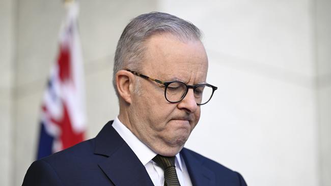 CANBERRA, AUSTRALIA  - NewsWire Photos - February 11, 2025: Prime Minister Anthony Albanese holds a press conference at Parliament House in Canberra. Picture: NewsWire / Martin Ollman