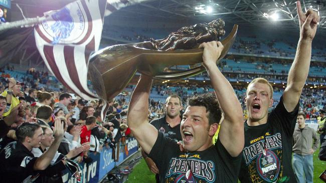 Lewis won his first premiership with Penrith in 2003. Picture: Gregg Porteous