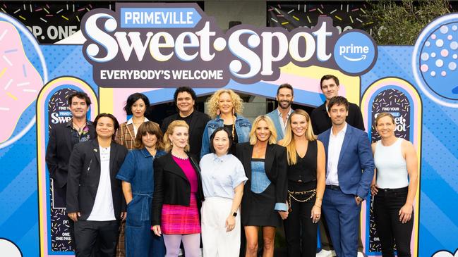 Head of Prime Video Australia and New Zealand, Hwei Loke (centre) with stars of shows including Amazon Original The Office Australia, Hayu's Below Deck Down Under and the Real Housewives of Salt Lake City, and The Lost Flowers of Alice Hart. Picture: Scott Ehler