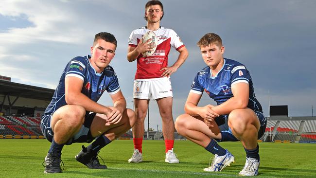 Redcliffe SHS students Jak Goulding, Matt Bennett and Jack Cameron. Picture, John Gass