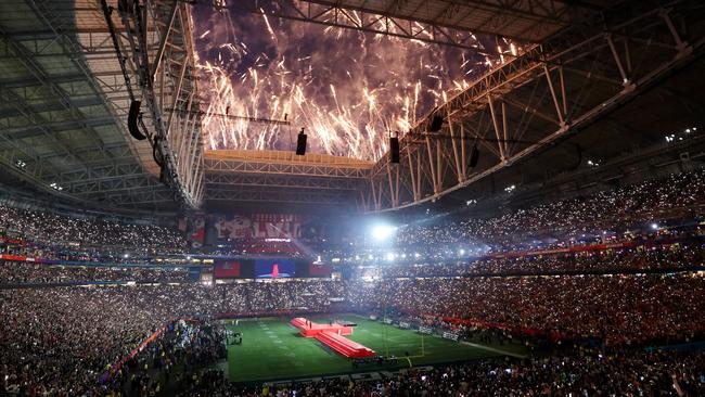 Rihanna performs onstage during the Super Bowl Halftime Show at State Farm Stadium last year. Picture: Sean M. Haffey/Getty Images