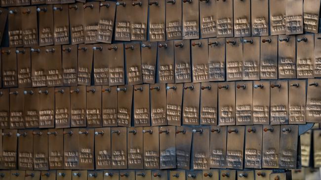 Recognition of the police officers killed at the Colombian National Police headquarters in Bogota, Colombia. Picture: Jason Edwards