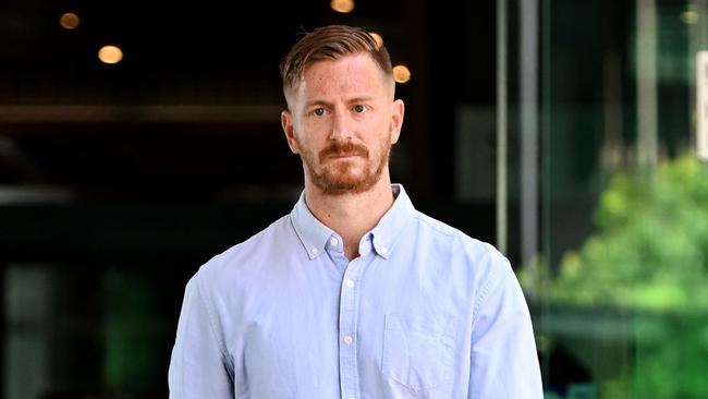 Church pastor Christopher Ensbey, who briefly befriended Rowan Baxter at his gym, leaves the Magistrates Court in Brisbane. Picture: NCA NewsWire / Dan Peled