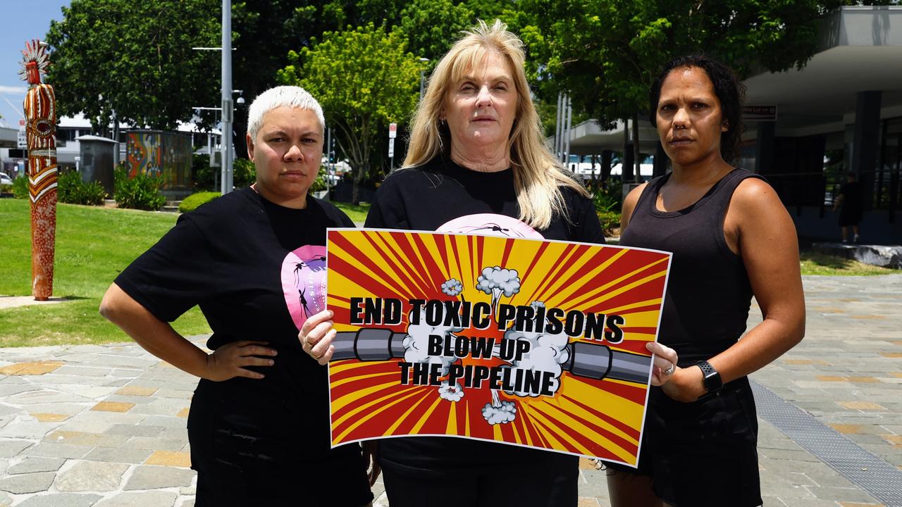 Debbie Kilroy of Sisters Inside (centre) with Neta-Rie Mabo, and Ruby Wharton at Shields St Cairns last year. Picture: Brendan Radke