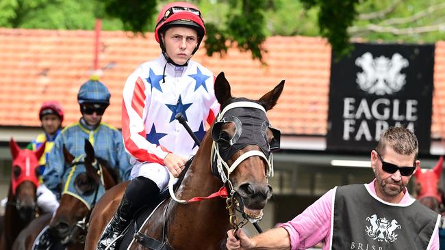 Young Queensland jockey Adin Thompson has been shattered by losing the ride on Zouna for Saturday’s Group 1 JJ Atkins at Eagle Farm. Picture: Grant Peters, Trackside Photography.