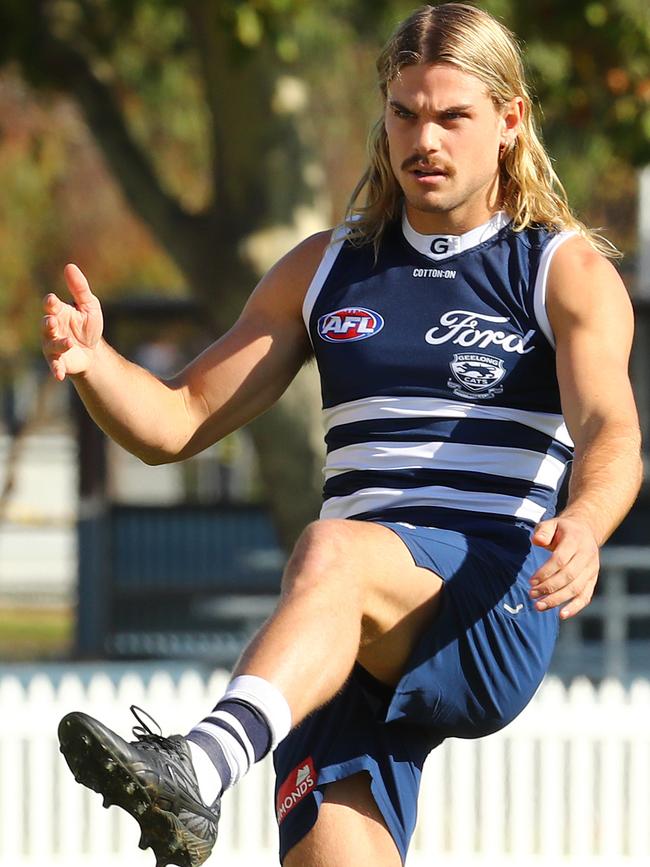 Bailey Smith is a long-established ‘mo and mullet’ footy favourite. Picture: Alison Wynd